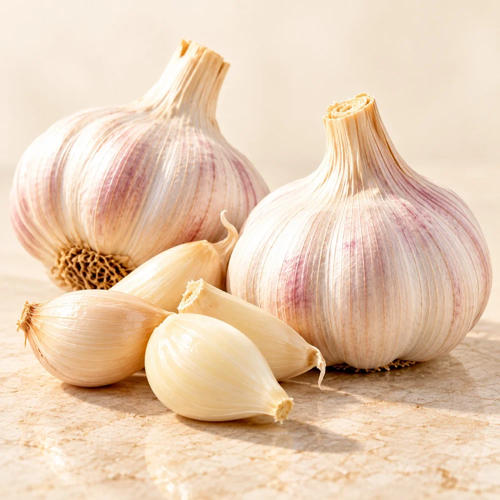 Aged garlic bulbs and cloves